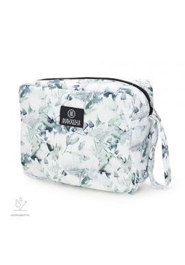 Biely vodeodolný kozmetický kufrík s motívom zelenej šalvie