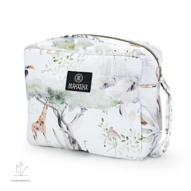 E-shop Biely vodeodolný kozmetický kufrík s motívom Savany