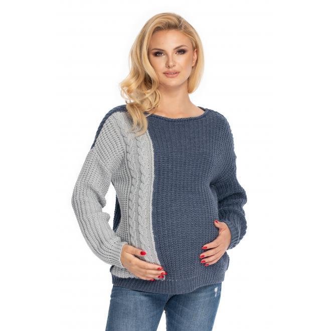 E-shop Klasický tehotenský sveter v jeansovej farbe