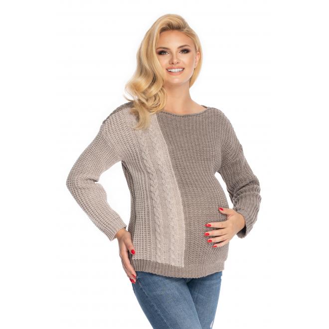 E-shop Dámsky tehotenský sveter v cappuccinovej farbe