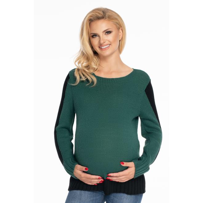 Tehotenský sveter v dvoch farbách zelenej a čiernej