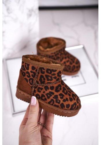 Módne leopardie hnedé snehule pre dievčatá