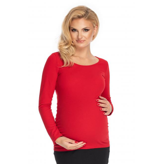 E-shop Dámska tehotenská blúzka s dlhým rukávom červenej farby