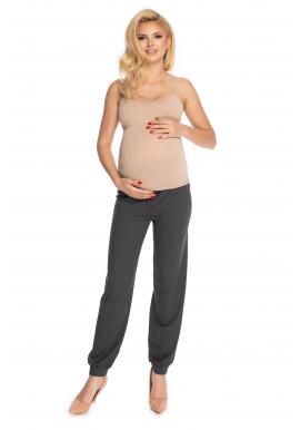 Tehotenské tepláky voľného strihu s brušný panelom v tmavosivej farbe