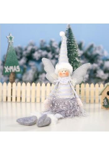 Sivý vianočný anjel s visiacimi nohami