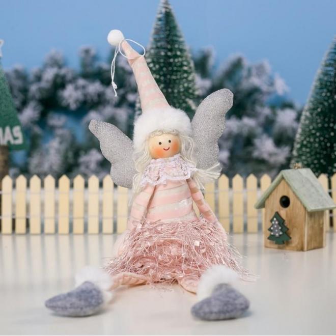 E-shop Ružový vianočný anjel s visiacimi nohami