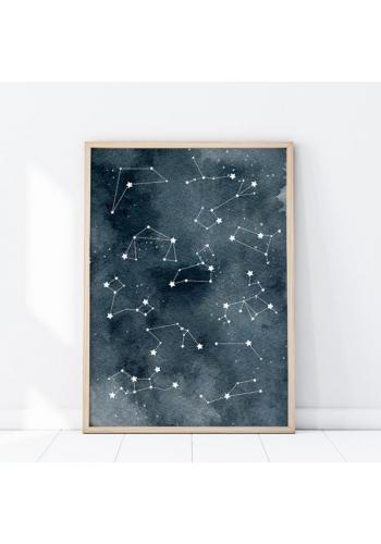 Vesmírny plagát s hviezdnymi súhvezdiami