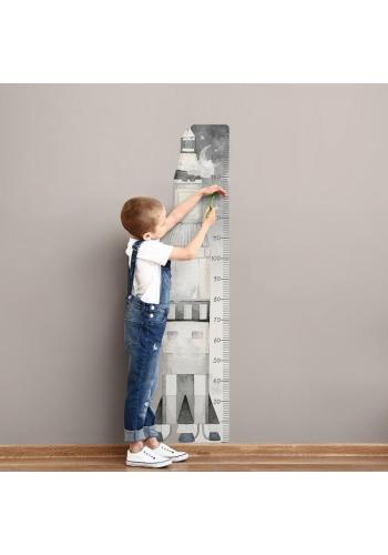 Detský výškový meter na stenu s vesmírnym motívom rakety