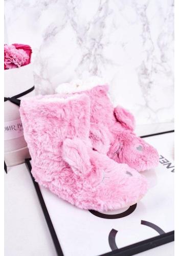Dievčenské zateplené papuče v ružovej farbe