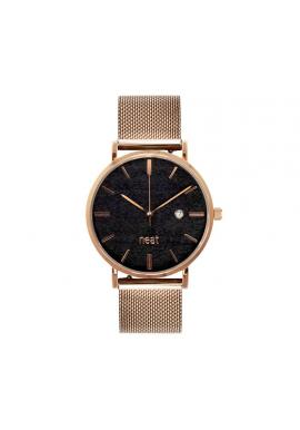 Zlato-čierne módne hodinky s kovovým remienkom pre dámy