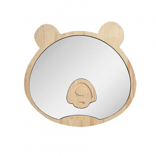 Veľké drevené zrkadlo v podobe medveďa pre deti