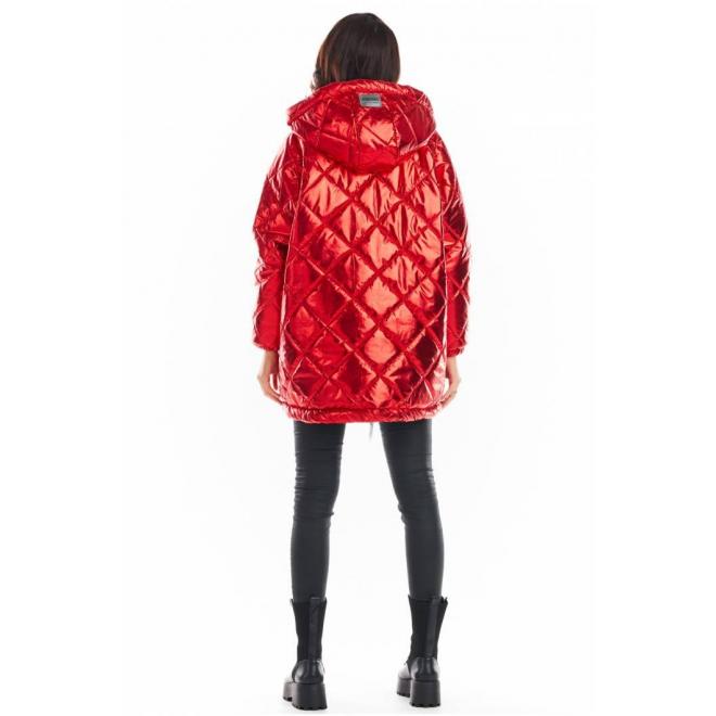 Červená prešívaná bunda s oversize strihom pre dámy