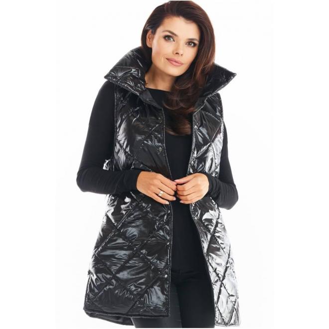 E-shop Čierna prešívaná vesta s vysokým golierom pre dámy