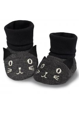 Čierne štýlové papučky s mačičkou