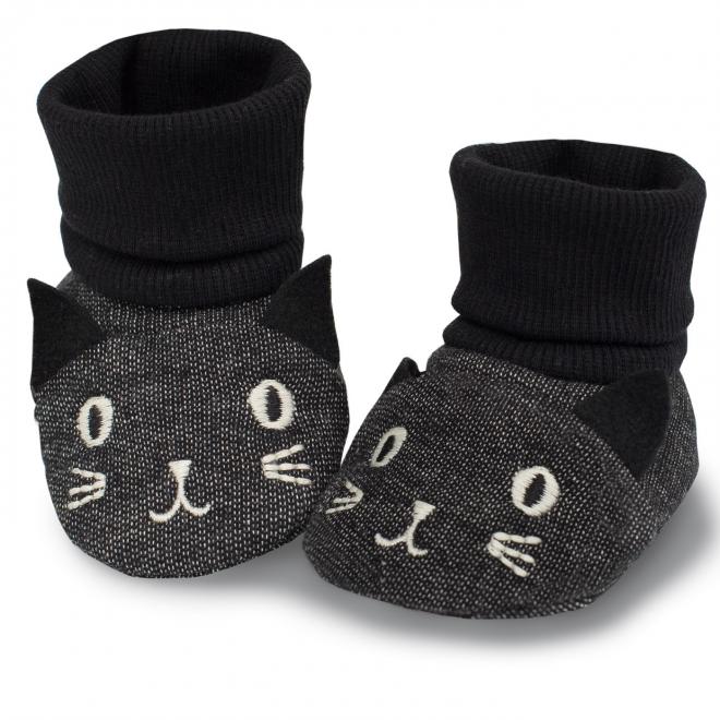 E-shop Čierne štýlové papučky s mačičkou