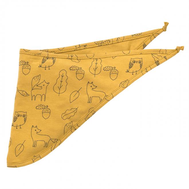 Štýlová šatka s motívom lesných zvieratiek v žltej farbe