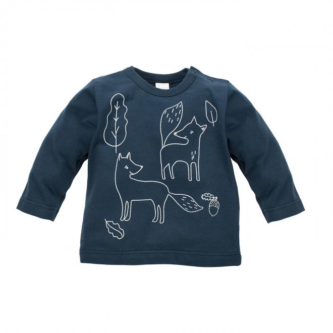 Chlapčenské tričko tmavo modrej farby s motívom líšky