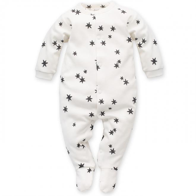 Pohodlný detský overal v smotanovej farbe s hviezdičkami