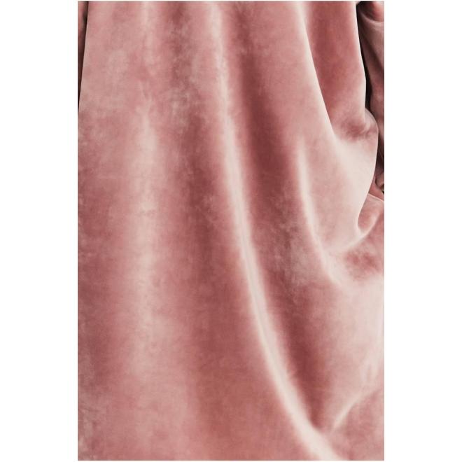 Zamatové dámske tepláky ružovej farby so zníženým rozkrokom