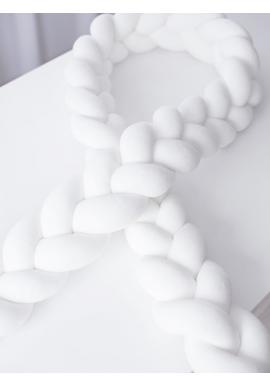 Pletený zamatový chránič na postieľku SUPER MÄKKÝ v bielej farbe