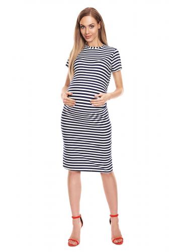 Letné tehotenské šaty s bielo modrými pruhmi