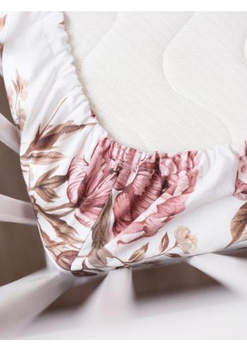 Detská bavlnená plachta s gumkou na posteľ - Vintage Pivónie