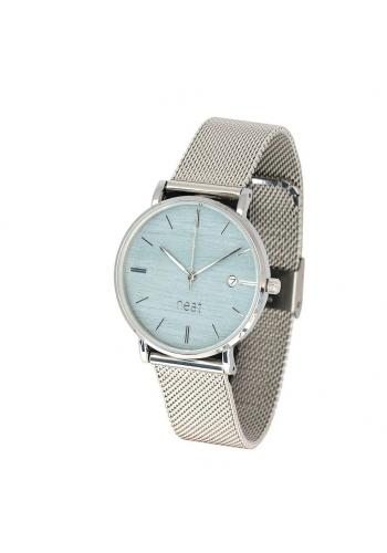 Strieborno-modré módne hodinky s kovovým remienkom pre dámy