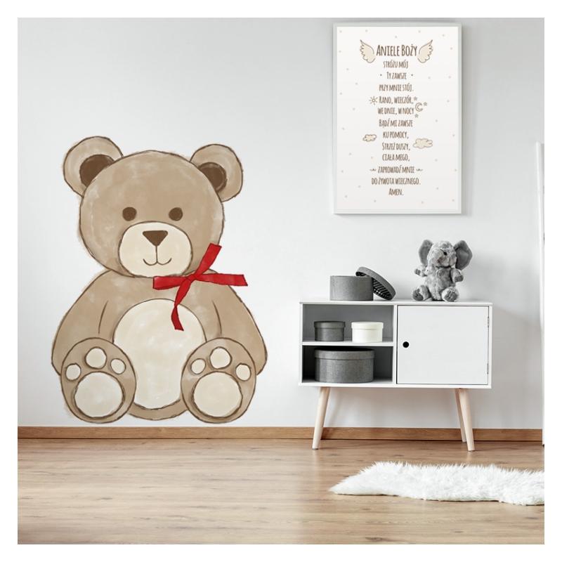 Nálepka do detskej izby v podobe medveďa s mašľou