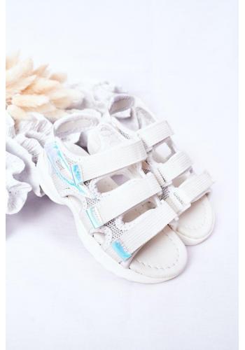 Trendy detské športové sandále so suchým zipsom v bielej farbe