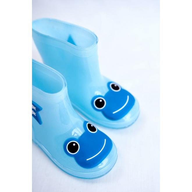 Detské gumáky so žabkou v modrej farbe