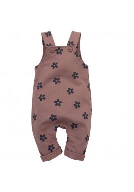 Bavlnené dievčenské nohavice na traky s kvetinovým motívom