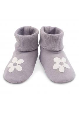 Bavlnené detské sivé papučky s kvietkom