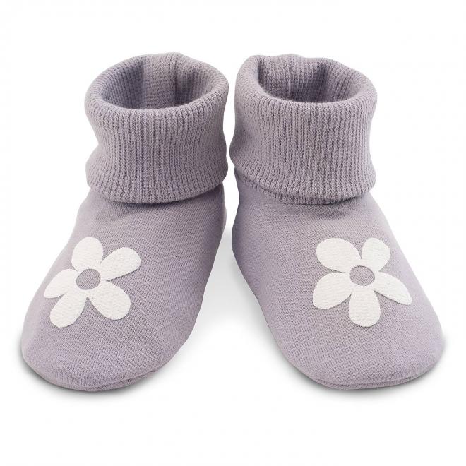 E-shop Bavlnené detské sivé papučky s kvietkom