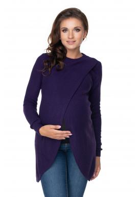 Fialový tehotenský sveter asymetrického strihu