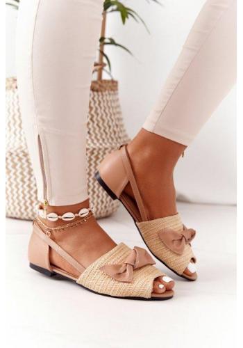 Romantické béžové sandále s mašličkou