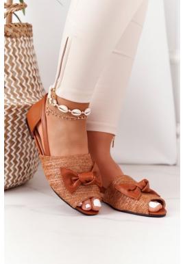 Hnedé dámske sandále s mašličkou