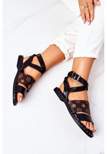 Štýlové dámske sandále čiernej farby s remienkom