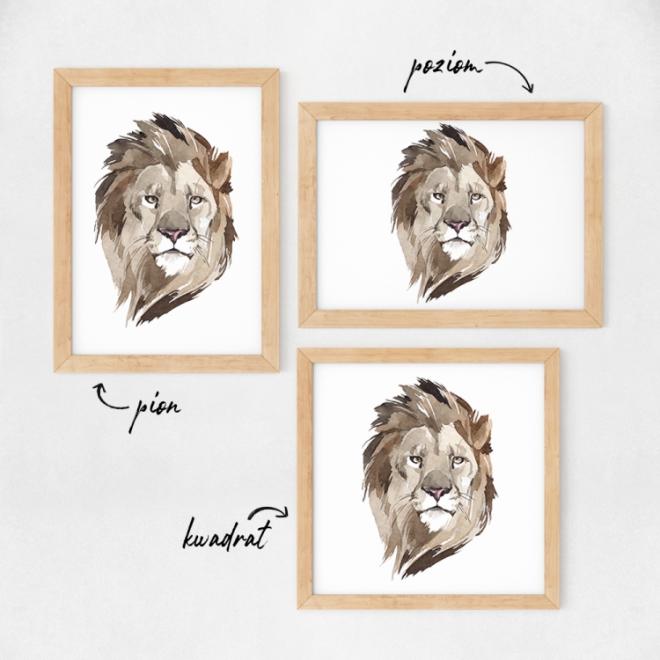 Plagát s portrétom leva na bielom pozadí