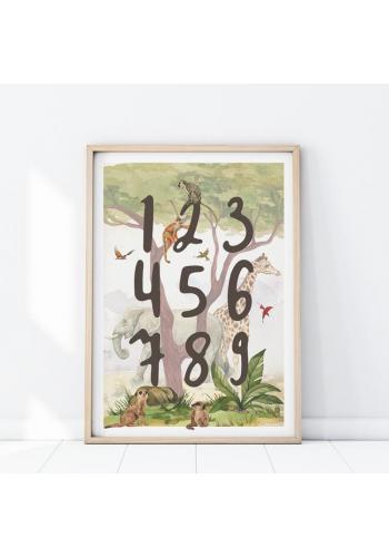 Nástenný safari plagát s číslami