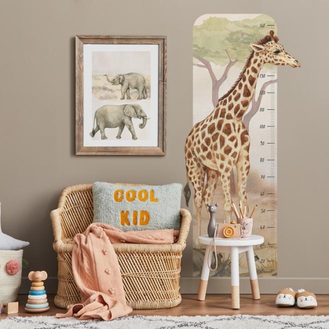 Detský výškový meter na stenu s motívom žirafy