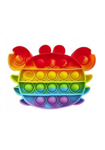 Farebná senzorická antistresová hračka PUSH POP BUBBLE v tvare kraba