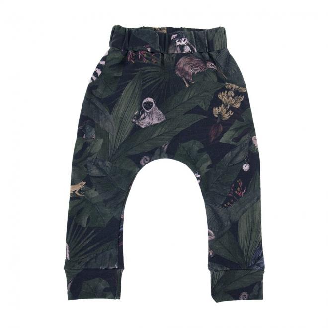 E-shop Bavlnené detské nohavice s gumičkou a s motívom detektívov z džungle