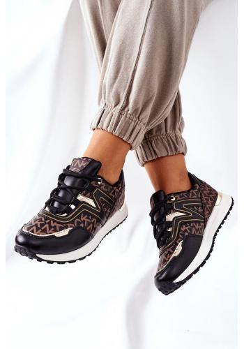 Čierno-hnedé módne Sneakersy so vzorom pre dámy