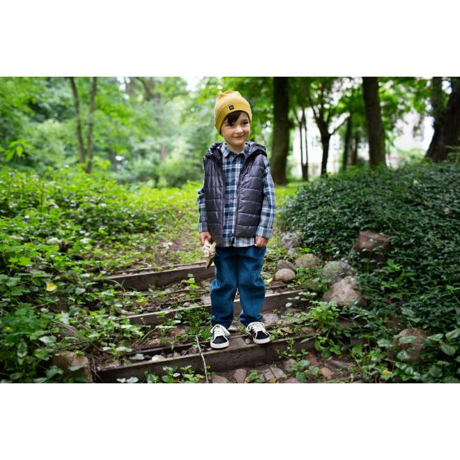 Menčestrové nohavice pre chlapca v tyrkysovej farbe