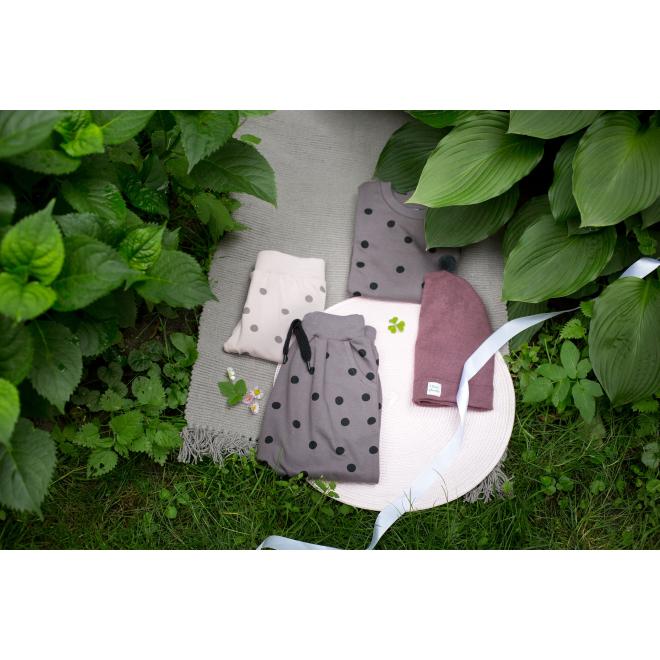 Bavlnené dievčenské ružové legíny s bodkami