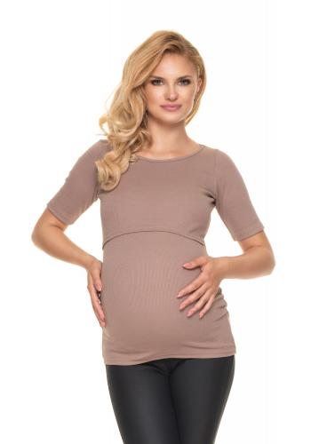 Tehotenská a dojčiaca blúzka s krmným panelom v béžovej farbe