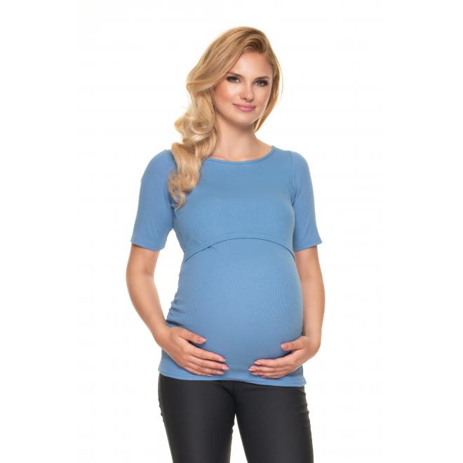 E-shop Modrá tehotenská a dojčiaca blúzka s krmným panelom
