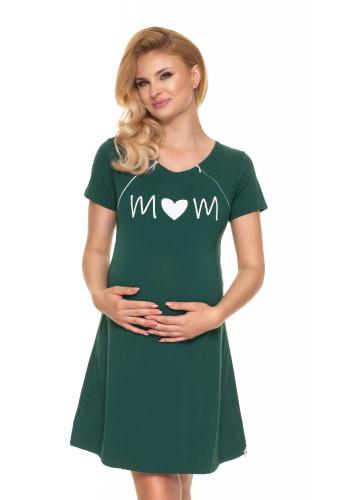 Zelená tehotenská a dojčiaca nočná košeľa so srdiečkom