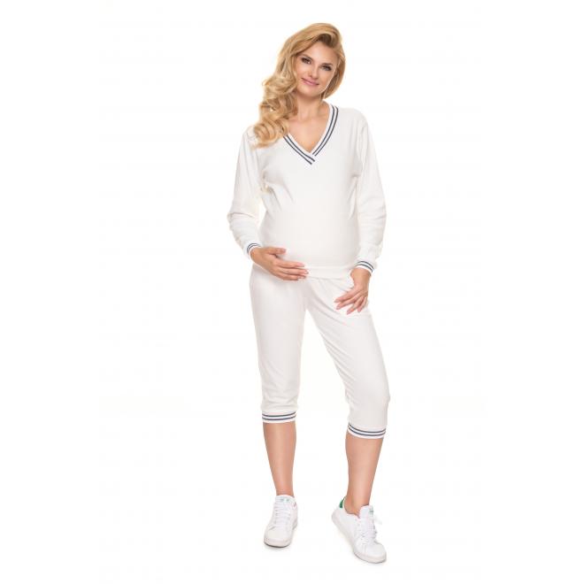 E-shop Velúrová tehotenská súprava na spanie v bielej farbe