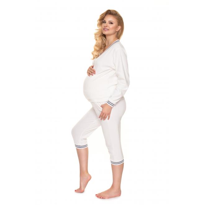 Velúrová tehotenská súprava na spanie v bielej farbe